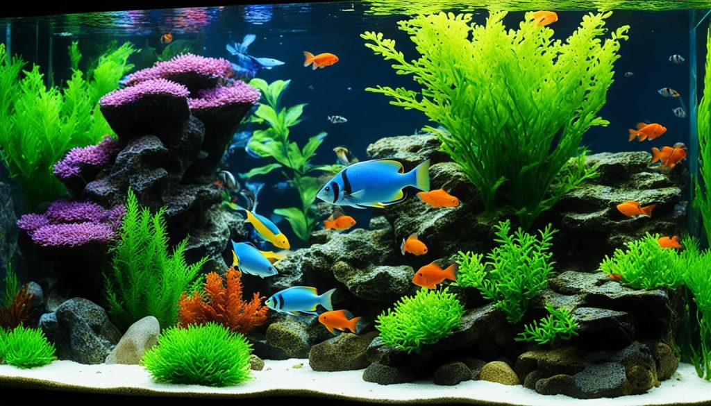 Kaltwasser Aquarium mit gesunden Fischen