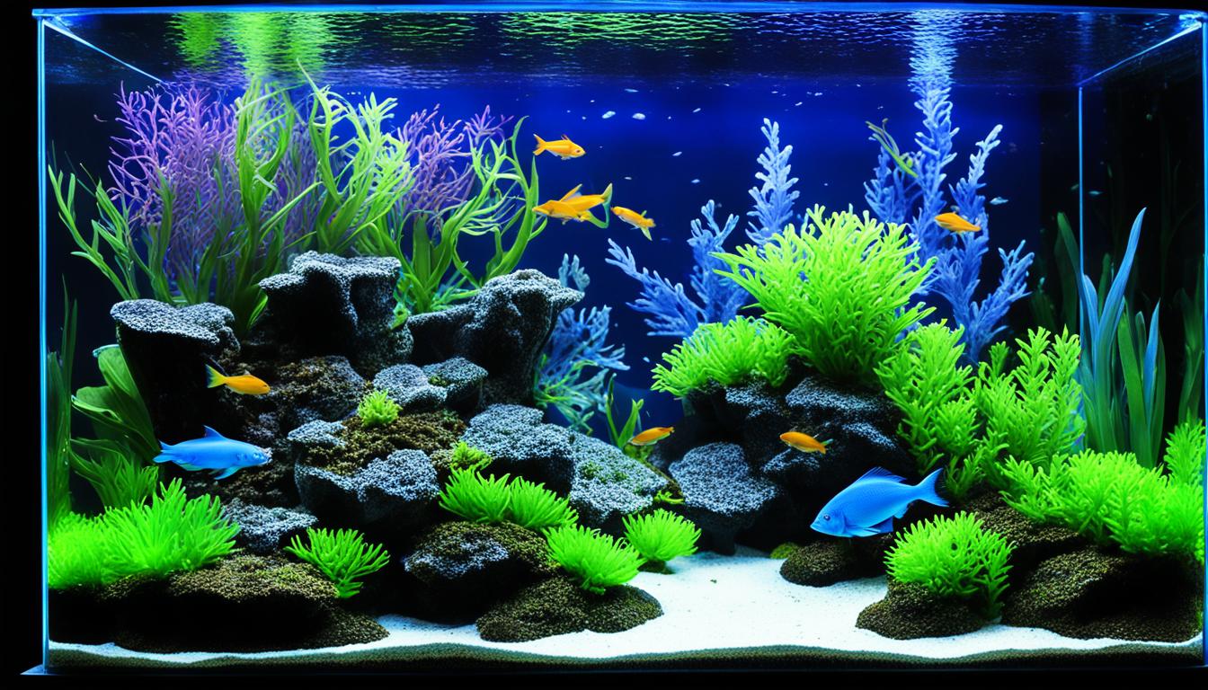 blaues licht im aquarium