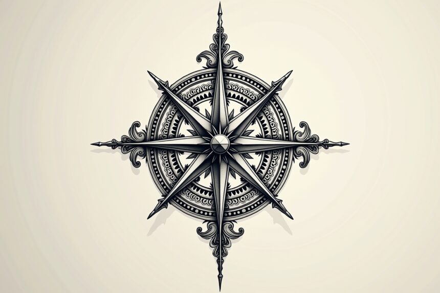 tattoo kompass filigran-Titel