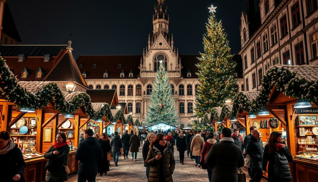 Christkindlmarkt Marienplatz München bei Nacht Christkindlmarkt Marienplatz München bei Nacht