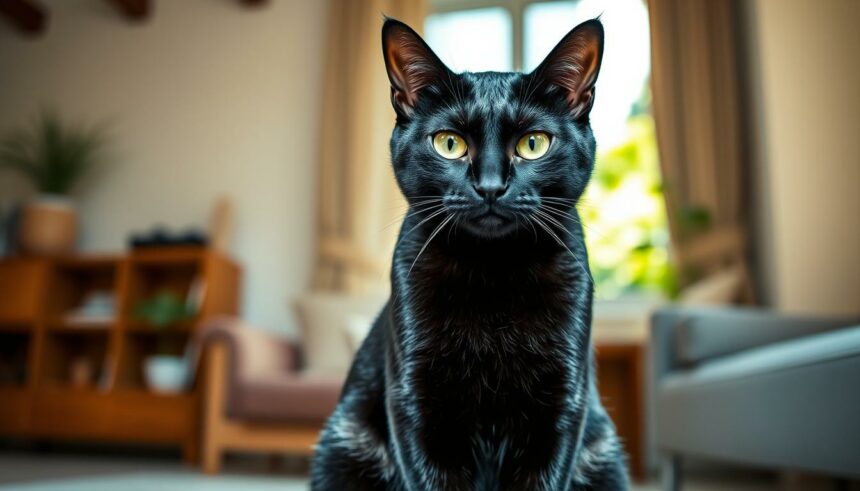 Bombay Katze mit glänzendem schwarzen Fell