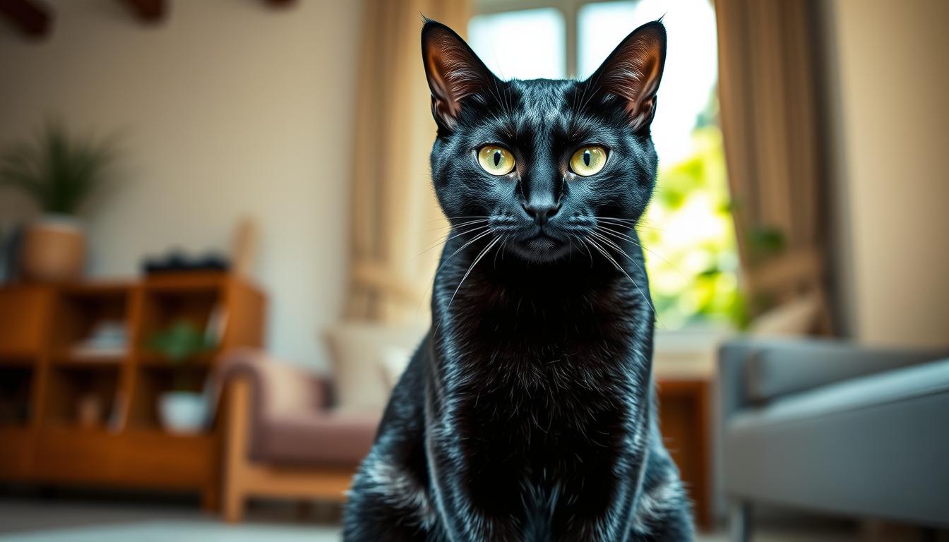 Bombay Katze mit glänzendem schwarzen Fell