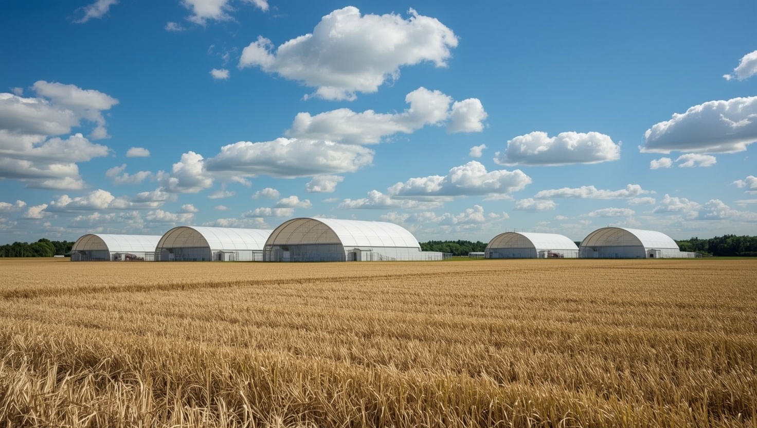 Rundbogenhallen auf landwirtschaftlichem Hof Vergleich